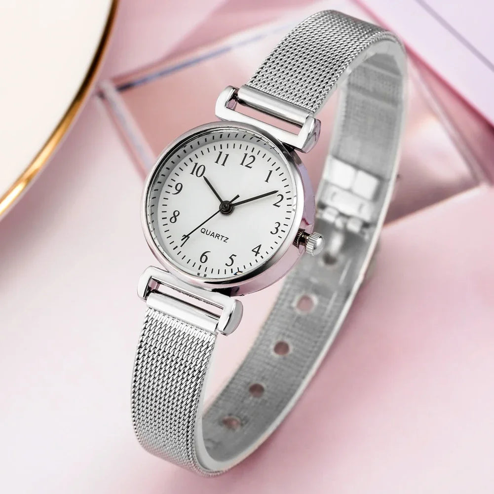 Chic Silver Quartz Women's Watch with Elegant Roman Numerals and Stylish Bracelet Band - Perfect Gift for Her